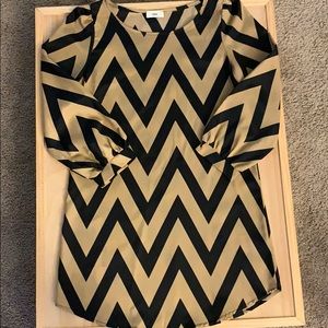 Tobi Black and Tan Chevron dress